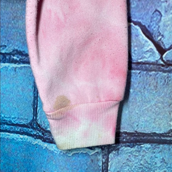 Faded Rose Pink Tie-Dye Large Hoodie with Good Vibes Print Smiley Face Cropped - Picture 9 of 9